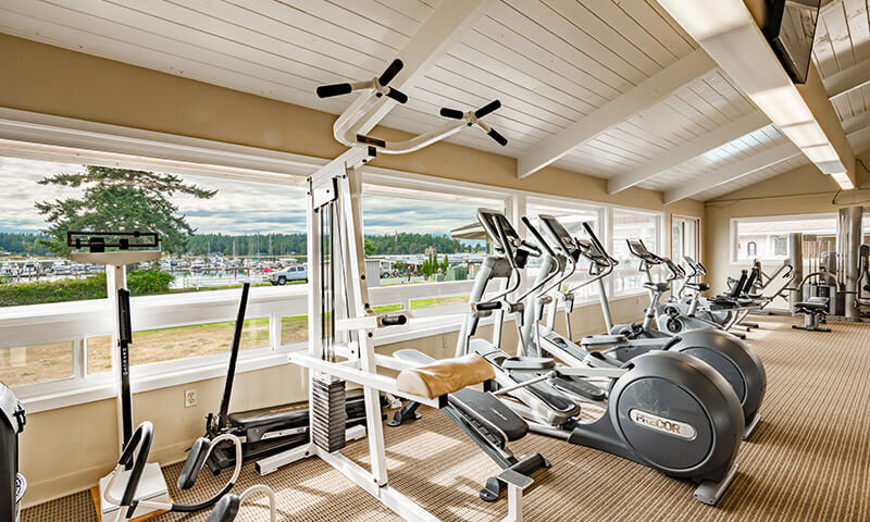 Fully equipped gym at Lopez Islander Resort