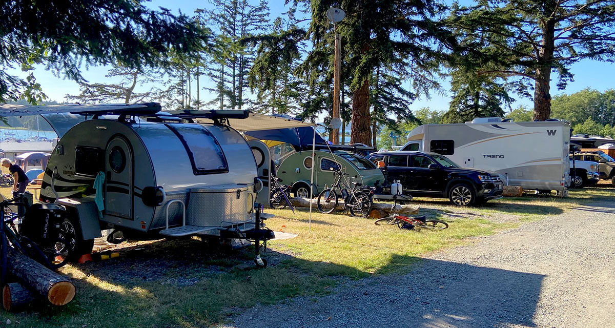 Lopez campground with tent and RV sites with water and electric hookups.