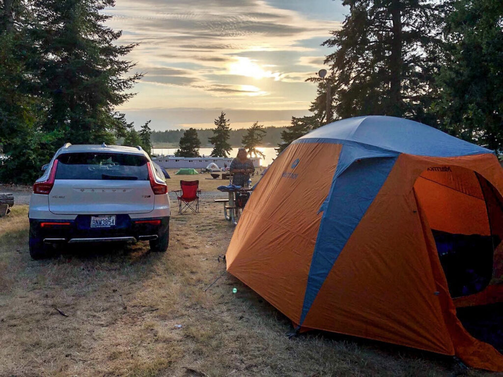 Tent campting on Lopez Island.